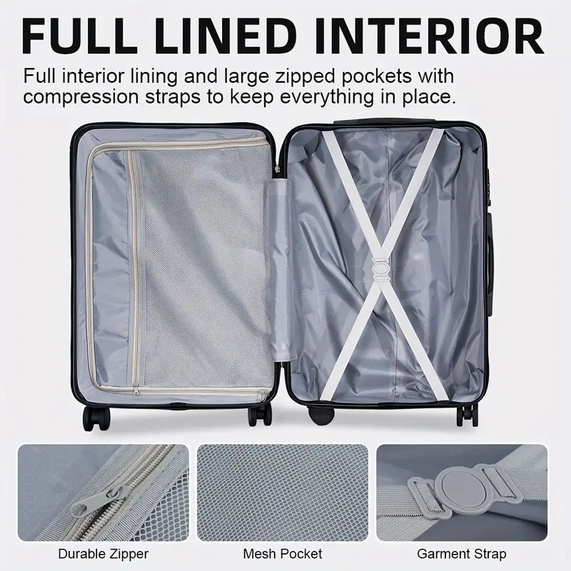 Lightweight Hardshell Luggage Set - 3pcs Spinner Suitcases with TSA Lock, Durable ABS+PC Shell, Large Capacity for Travel