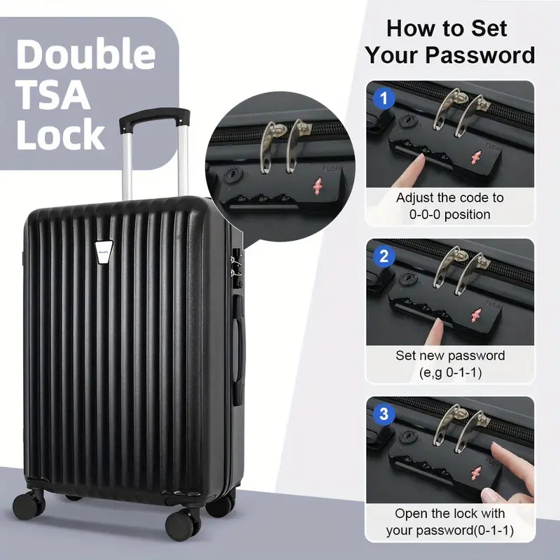 Lightweight Hardshell Luggage Set - 3pcs Spinner Suitcases with TSA Lock, Durable ABS+PC Shell, Large Capacity for Travel