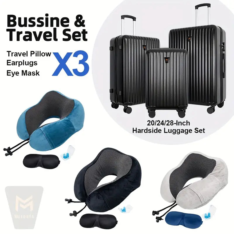 Lightweight Hardshell Luggage Set - 3pcs Spinner Suitcases with TSA Lock, Durable ABS+PC Shell, Large Capacity for Travel