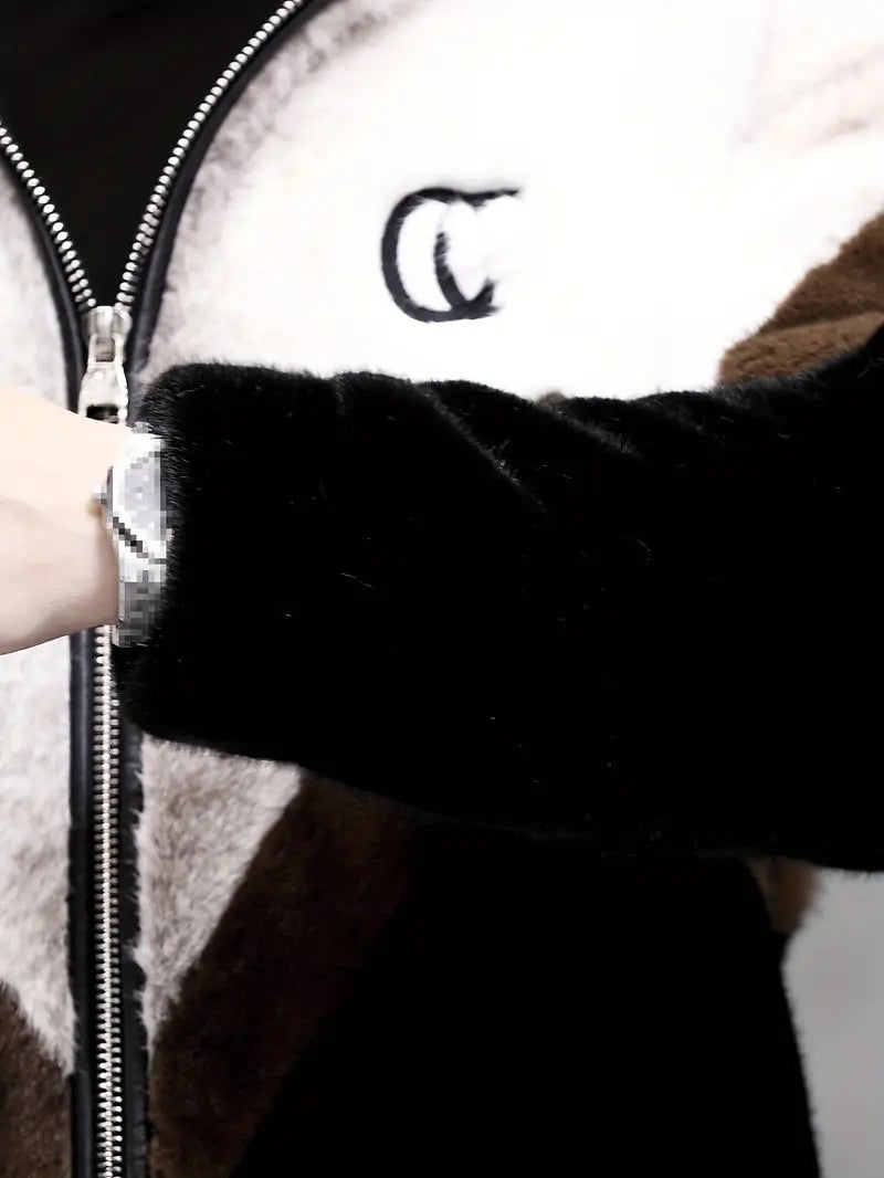 Men's Faux Mink Hooded Jacket - Stylish Warm Winter Coat with Zip Closure for Outdoor Adventures