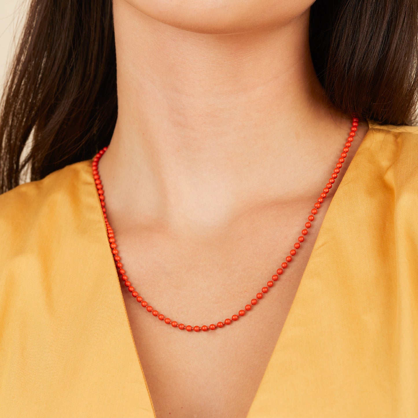 Orange Ball Chain Necklace