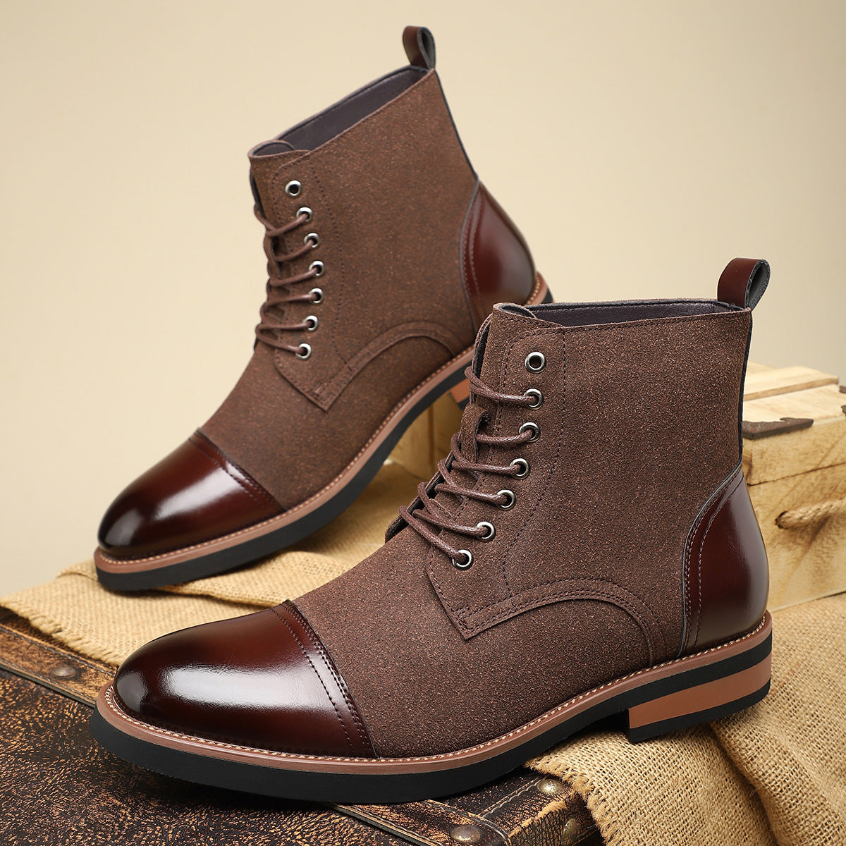 Men’s Casual Leather Martin Boots – Lace-Up Autumn Ankle Boots for Everyday Style