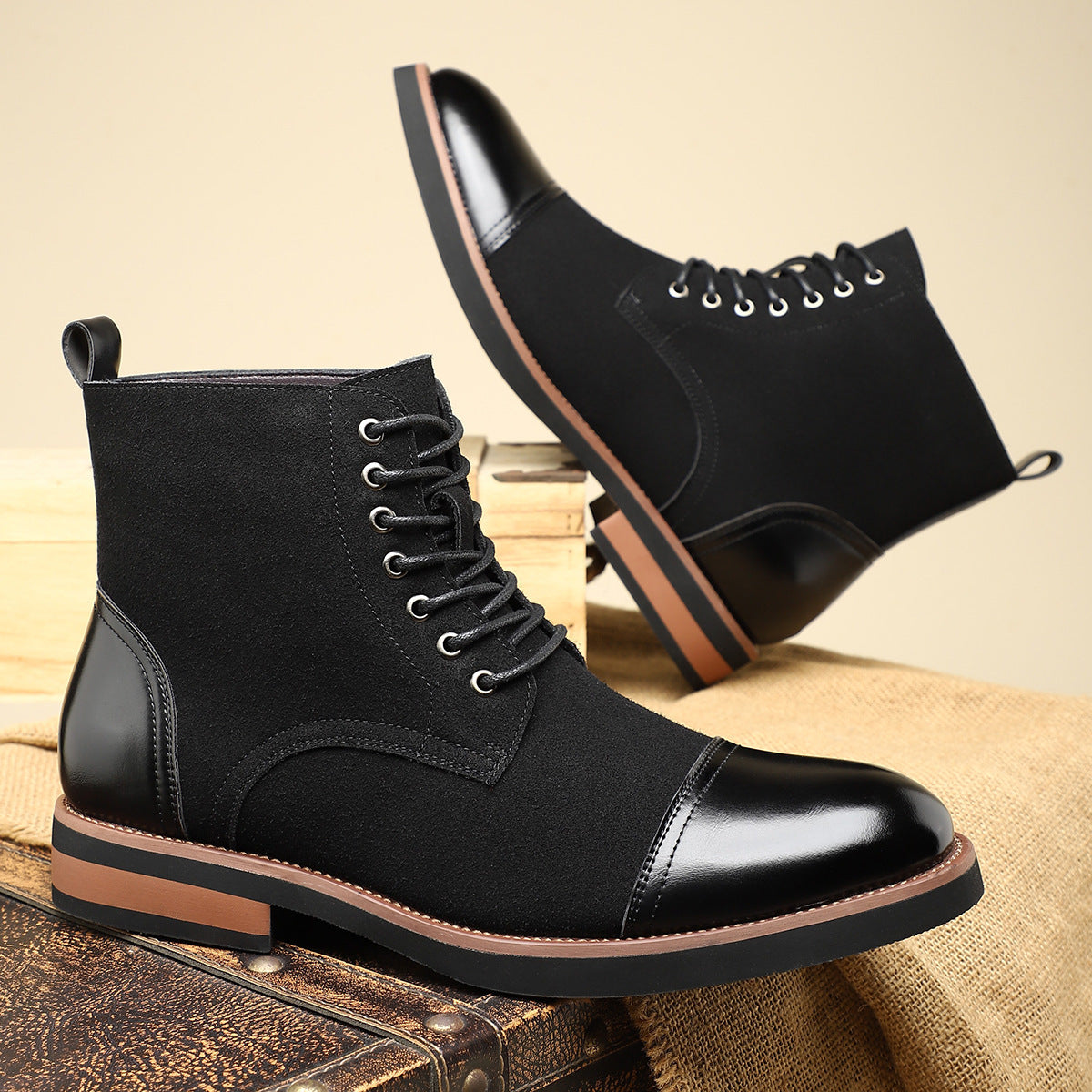 Men’s Casual Leather Martin Boots – Lace-Up Autumn Ankle Boots for Everyday Style
