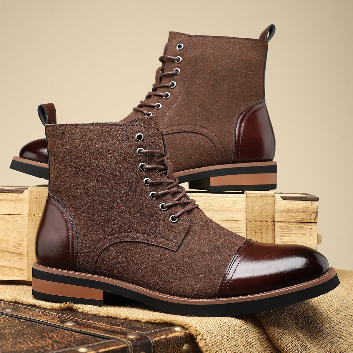 Men’s Casual Leather Martin Boots – Lace-Up Autumn Ankle Boots for Everyday Style