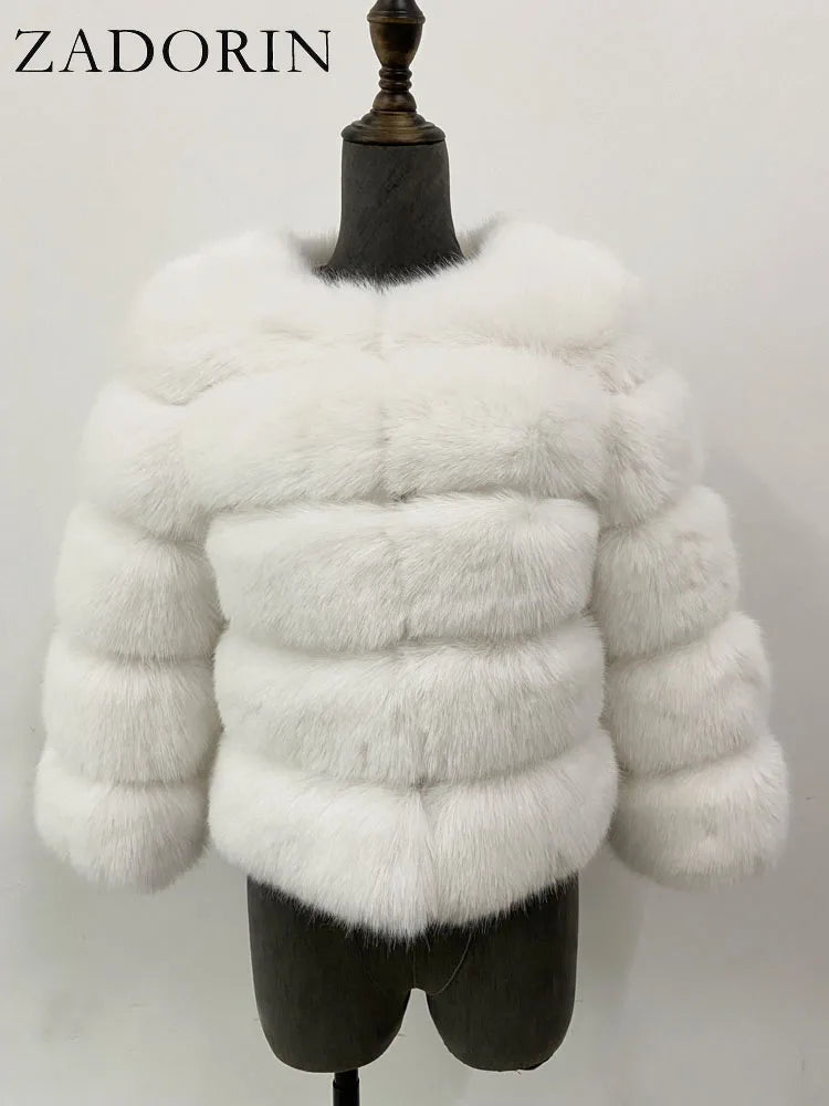 ZADORIN Mink Coats Autumn Winter Fluffy Black Faux Fur Coat Women Elegant Thick Warm Faux Fur Jackets For Women 2024 Tops