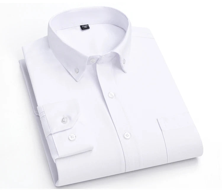 Men's Trendy Striped Lapel Collar Design Cotton Dress Shirts, Long Sleeve Casual Button Up Commuter Shirt For Spring/Fall