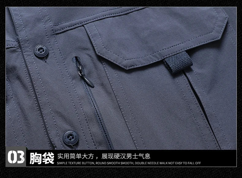 Summer Men Short Sleeve Shirt Men Breathable Tactical Work Shirt Tops Outdoor Casual Quick Dry Multi-pocket Camping Cargo Shirts