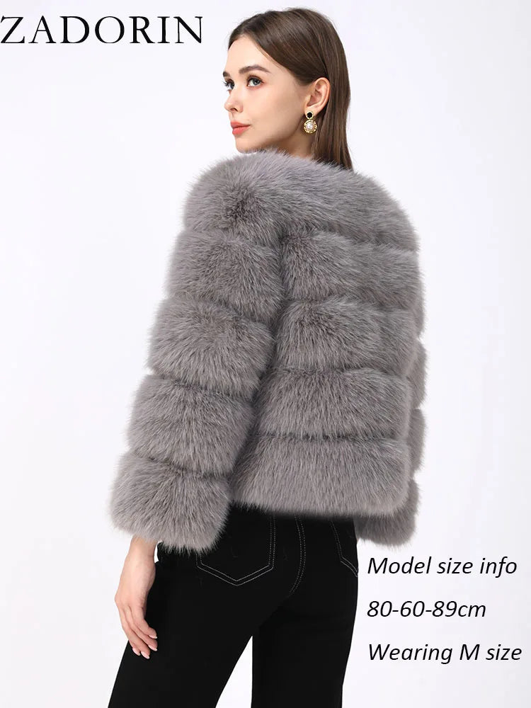 ZADORIN Mink Coats Autumn Winter Fluffy Black Faux Fur Coat Women Elegant Thick Warm Faux Fur Jackets For Women 2024 Tops