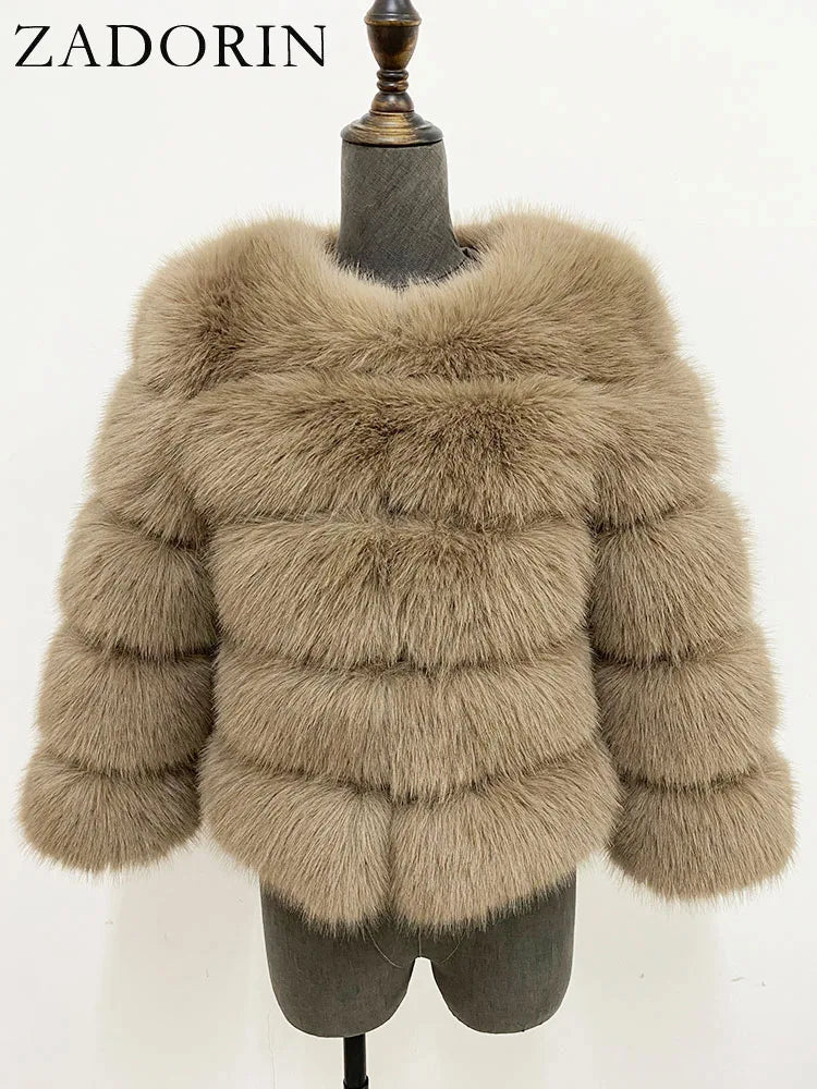 ZADORIN Mink Coats Autumn Winter Fluffy Black Faux Fur Coat Women Elegant Thick Warm Faux Fur Jackets For Women 2024 Tops