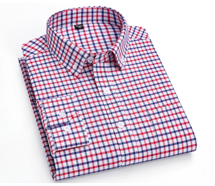 Men's Trendy Striped Lapel Collar Design Cotton Dress Shirts, Long Sleeve Casual Button Up Commuter Shirt For Spring/Fall