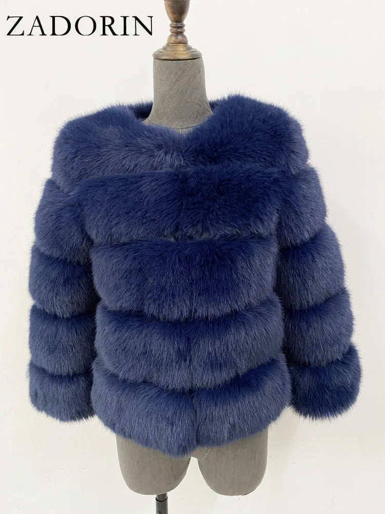 ZADORIN Mink Coats Autumn Winter Fluffy Black Faux Fur Coat Women Elegant Thick Warm Faux Fur Jackets For Women 2024 Tops