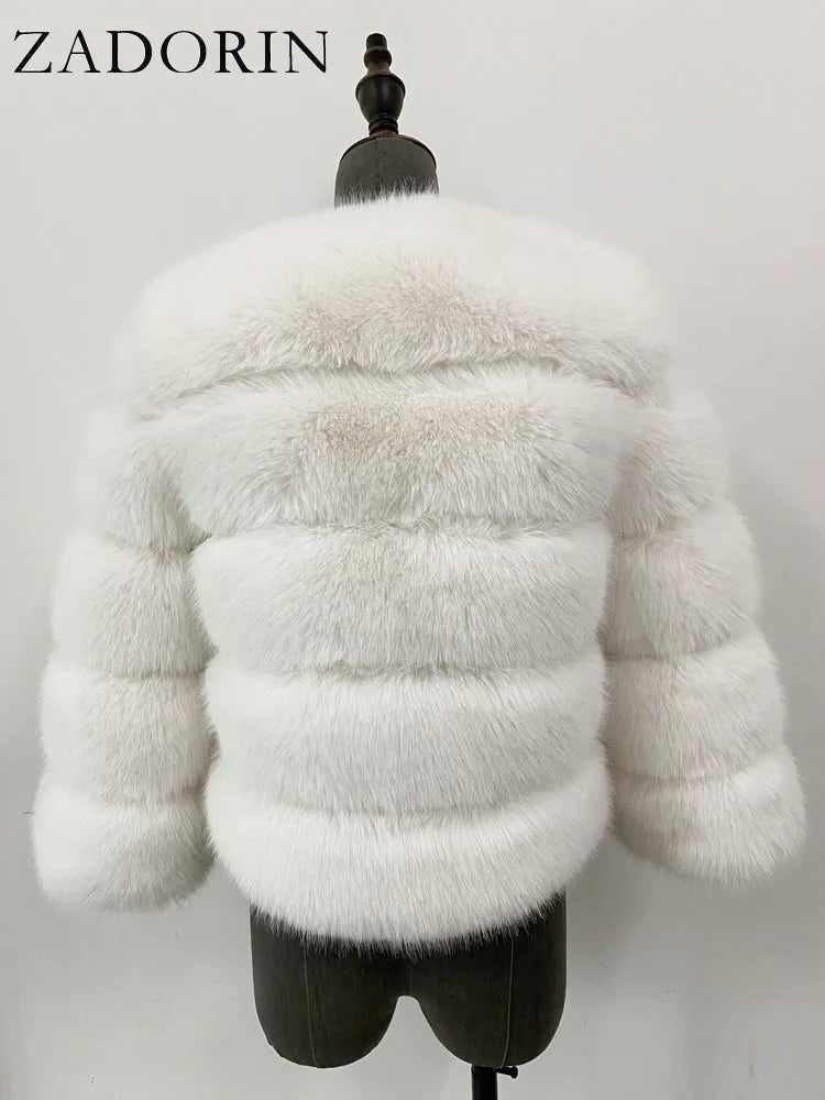 ZADORIN Mink Coats Autumn Winter Fluffy Black Faux Fur Coat Women Elegant Thick Warm Faux Fur Jackets For Women 2024 Tops