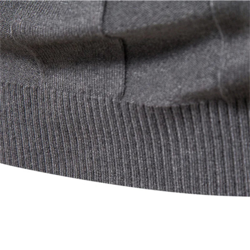 Winter Slim Fit Pullovers Turtleneck Men Casual Basic Solid Color Warm Striped Sweater Mens New Fashion Sweaters Male