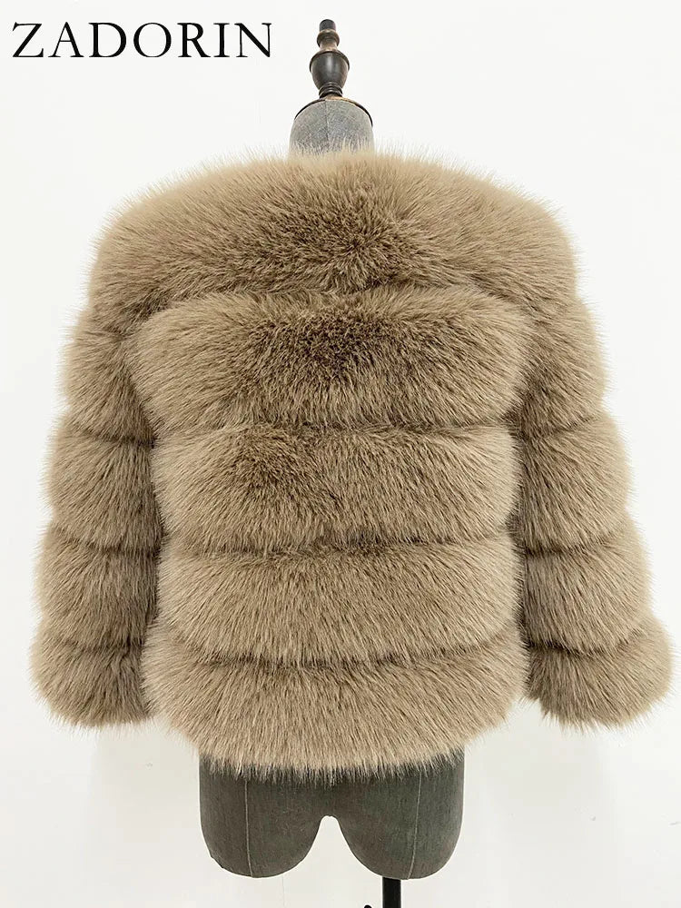 ZADORIN Mink Coats Autumn Winter Fluffy Black Faux Fur Coat Women Elegant Thick Warm Faux Fur Jackets For Women 2024 Tops