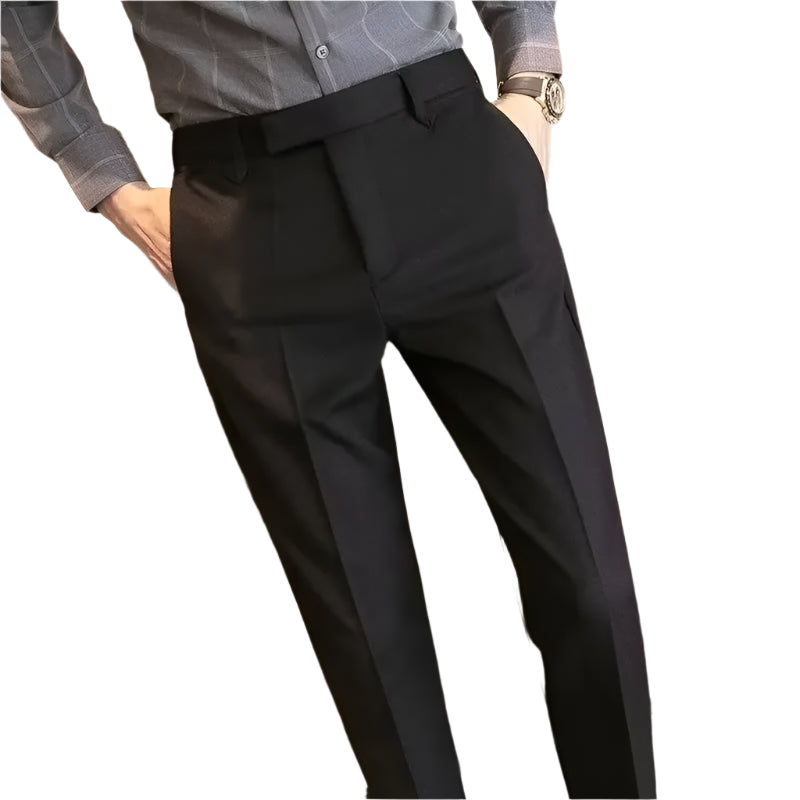 Men's British Style Coffee Brown Business Casual Trousers – Slim Fit Draped Dress Pants for Spring & Autumn