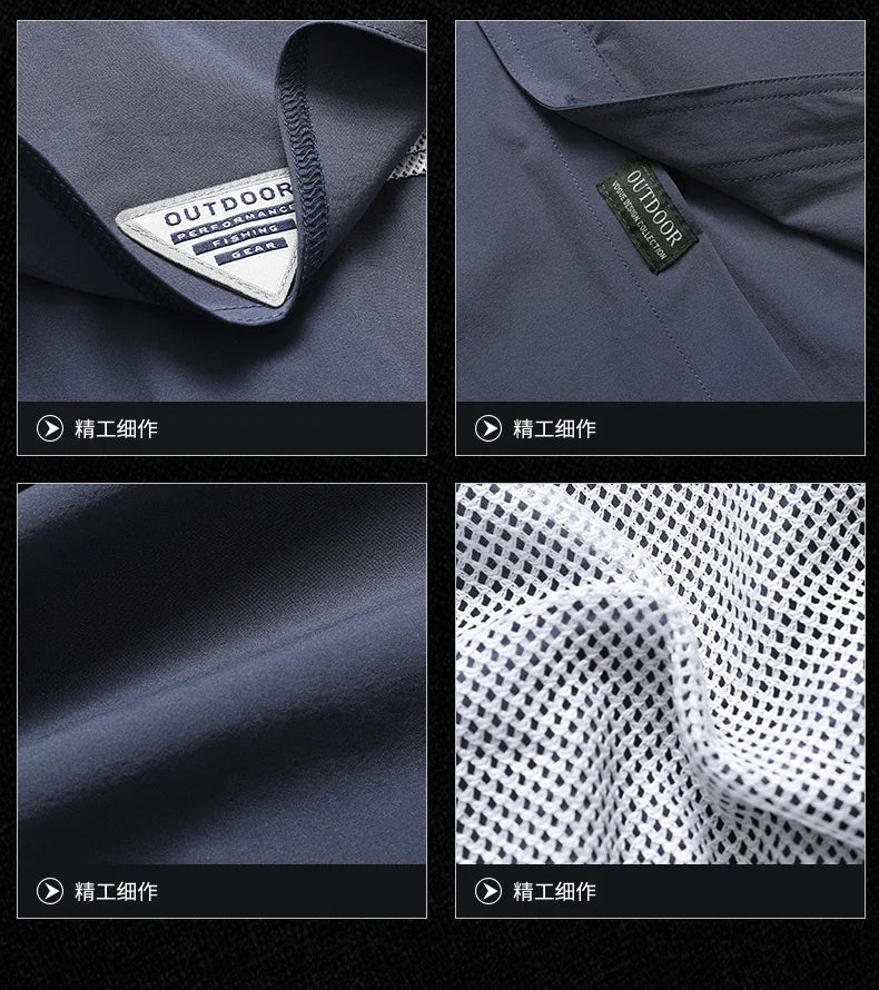 Summer Men Short Sleeve Shirt Men Breathable Tactical Work Shirt Tops Outdoor Casual Quick Dry Multi-pocket Camping Cargo Shirts