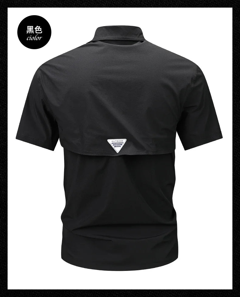 Summer Men Short Sleeve Shirt Men Breathable Tactical Work Shirt Tops Outdoor Casual Quick Dry Multi-pocket Camping Cargo Shirts