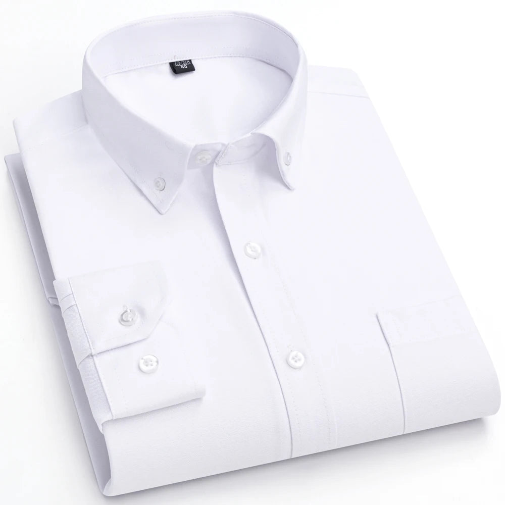 Men's Trendy Striped Lapel Collar Design Cotton Dress Shirts, Long Sleeve Casual Button Up Commuter Shirt For Spring/Fall