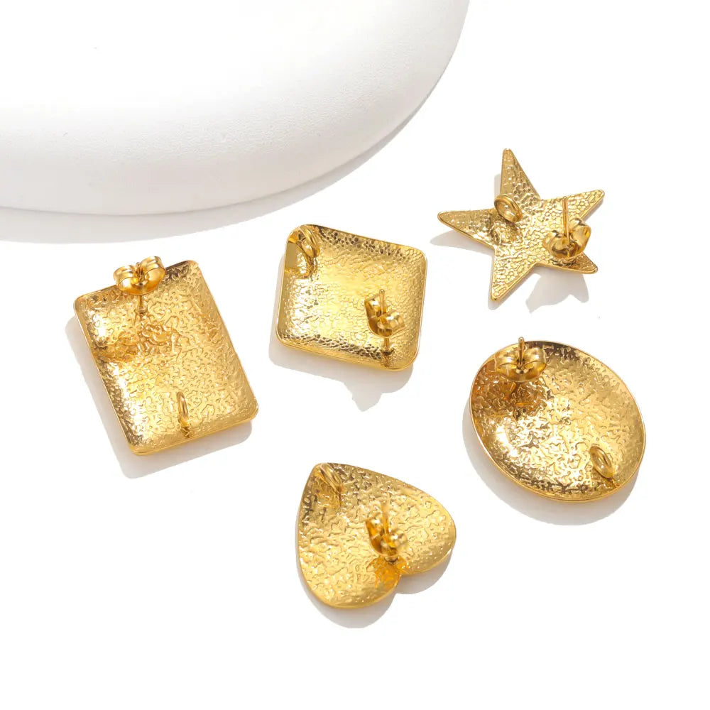 10pcs PVD Gold Plated Stainless Steel Earrings Stud Connectors For Jewelry Making DIY Earring Hooks Posts Jewelry Materials Bulk