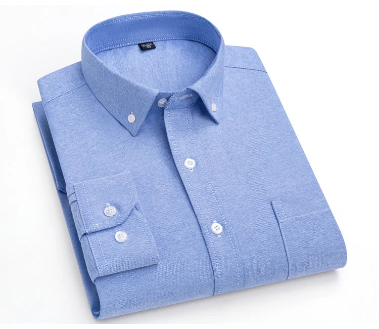 Men's Trendy Striped Lapel Collar Design Cotton Dress Shirts, Long Sleeve Casual Button Up Commuter Shirt For Spring/Fall