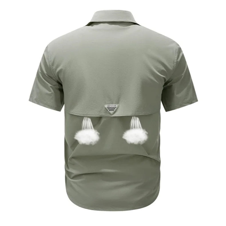 Summer Men Short Sleeve Shirt Men Breathable Tactical Work Shirt Tops Outdoor Casual Quick Dry Multi-pocket Camping Cargo Shirts