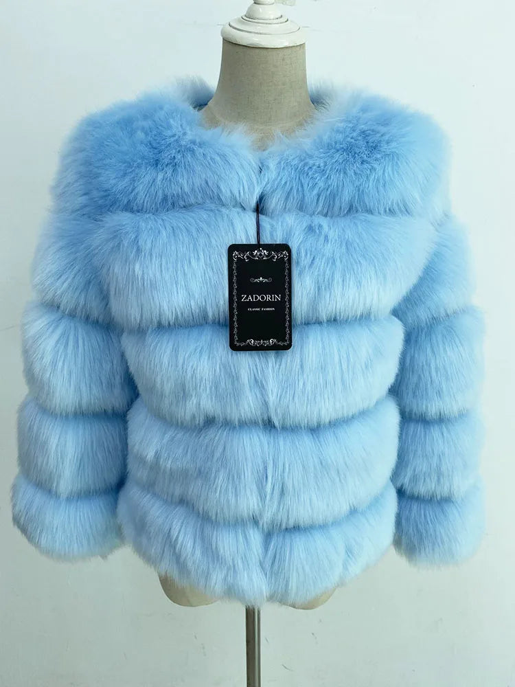 ZADORIN Mink Coats Autumn Winter Fluffy Black Faux Fur Coat Women Elegant Thick Warm Faux Fur Jackets For Women 2024 Tops