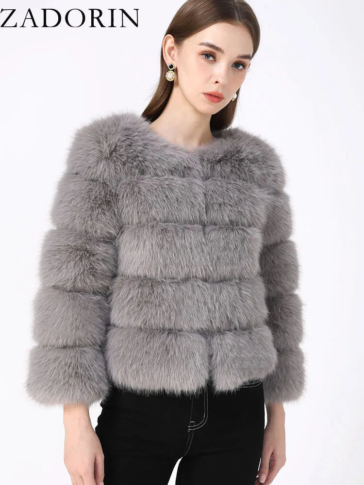 ZADORIN Mink Coats Autumn Winter Fluffy Black Faux Fur Coat Women Elegant Thick Warm Faux Fur Jackets For Women 2024 Tops
