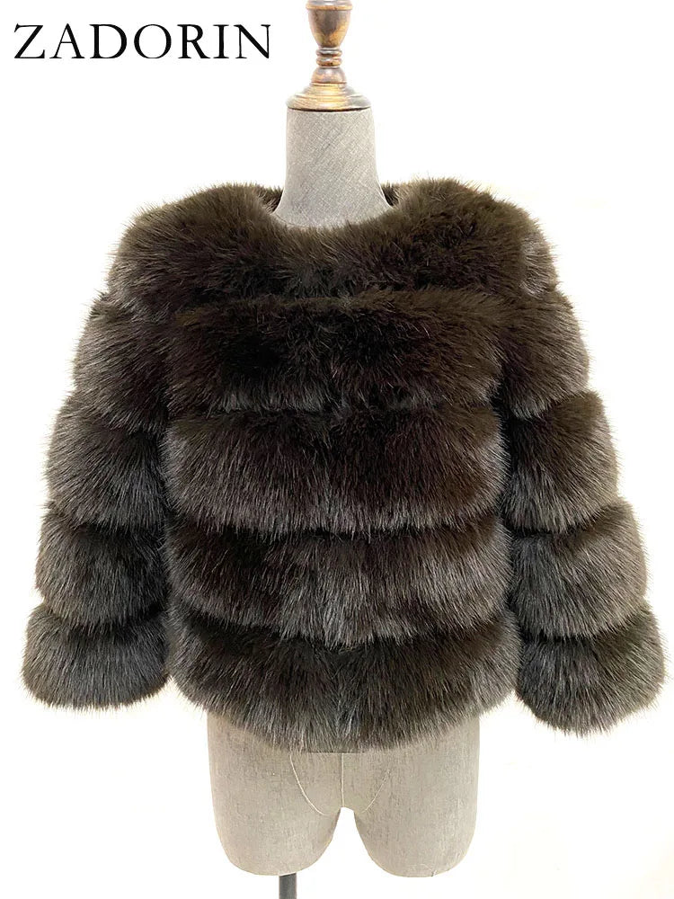 ZADORIN Mink Coats Autumn Winter Fluffy Black Faux Fur Coat Women Elegant Thick Warm Faux Fur Jackets For Women 2024 Tops