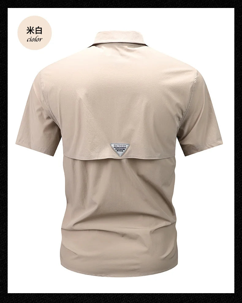 Summer Men Short Sleeve Shirt Men Breathable Tactical Work Shirt Tops Outdoor Casual Quick Dry Multi-pocket Camping Cargo Shirts