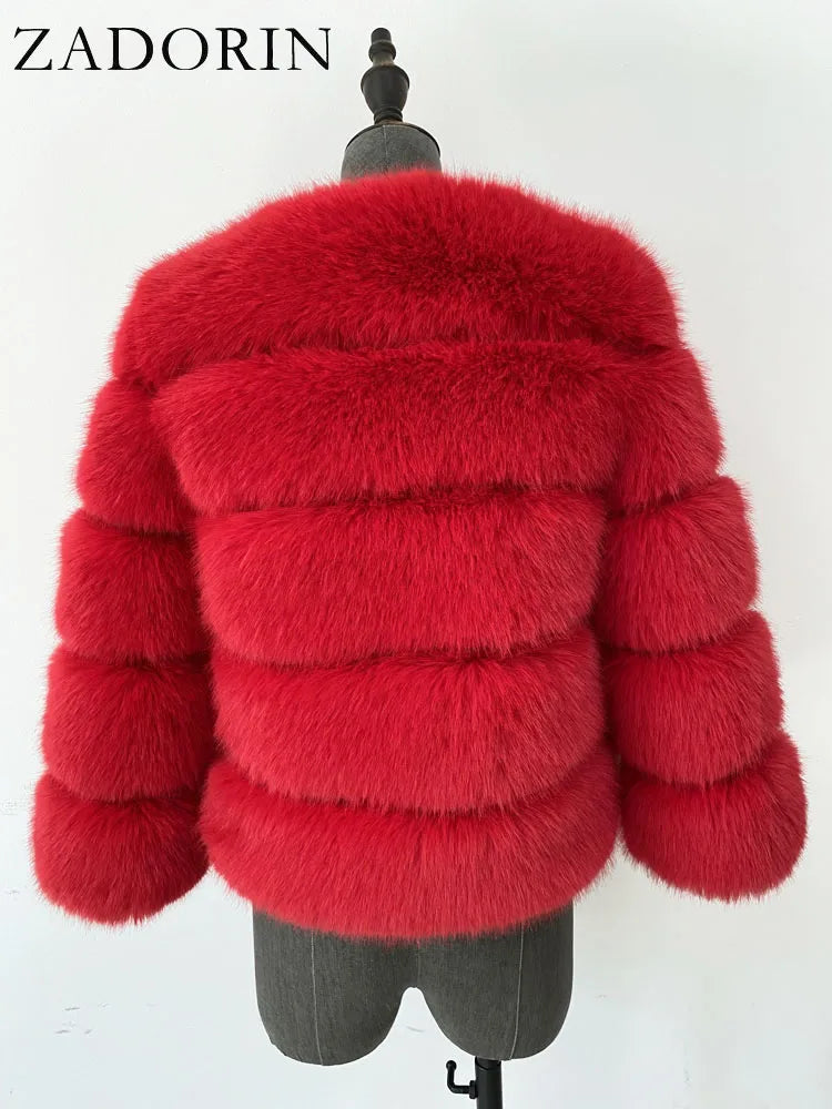 ZADORIN Mink Coats Autumn Winter Fluffy Black Faux Fur Coat Women Elegant Thick Warm Faux Fur Jackets For Women 2024 Tops
