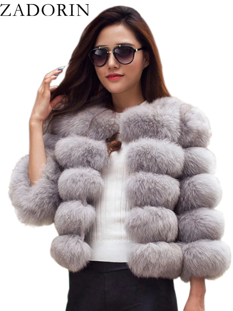 ZADORIN Mink Coats Autumn Winter Fluffy Black Faux Fur Coat Women Elegant Thick Warm Faux Fur Jackets For Women 2024 Tops