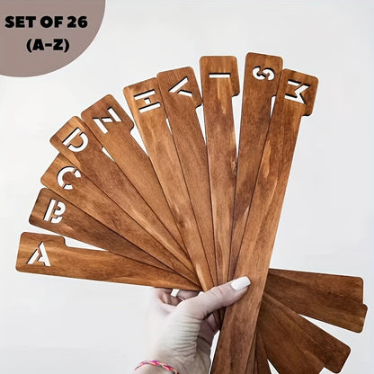 26-Pack Wooden Vinyl Record Dividers A-Z, Horizontal & Vertical - Artistic Vinyl Record Accessories - Light Brown - For Music Lovers & Collectors - Organize Vinyl Records, CDs, DVDs - Perfect Gift for Music Enthusiasts