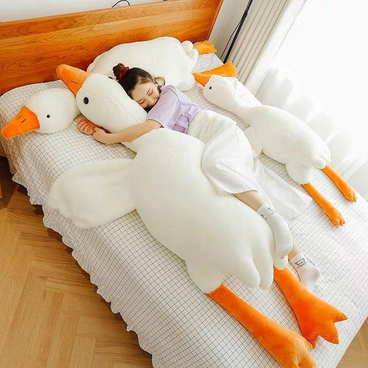 Giant White Goose Plush Pillow – Soft Stuffed Animal Toy & Cozy Cushion for Kids & Home Decor