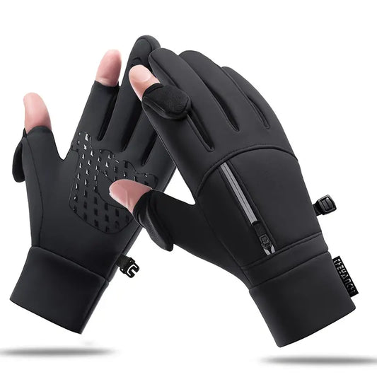 Men's Winter Touchscreen Gloves - Windproof & Waterproof Fleece-Lined Gloves for Cycling, Skiing, Driving, and Running