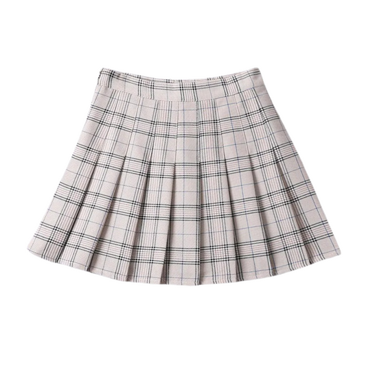 Preppy Aesthetic Plaid Pleated A-Line Mini Skirt