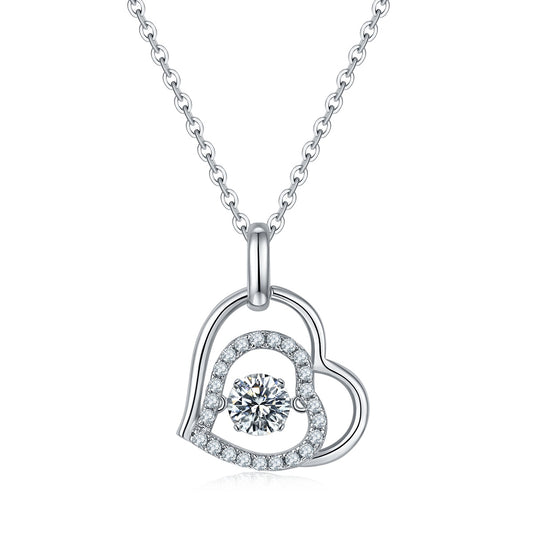 Set With Top-quality Moissanite, This Luxurious And Fashionable Light Luxury Trend Jewelry Necklace Pendant Is Made Of S925 Silver Electroplated With Platinum