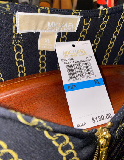 Michael Kors Black & Gold Long Sleeve Chain Design Shirt
