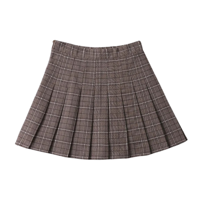 Preppy Aesthetic Plaid Pleated A-Line Mini Skirt