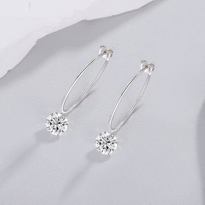 Top-quality Moissanite Luxury And Fashionable Light Luxury Jewelry Silver Stud Earrings S925 Silver Plated Platinum