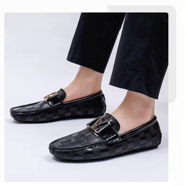 Checkered Crocodile Loafers