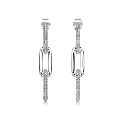 Top-quality Moissanite Luxury And Fashionable Light Luxury Jewelry Silver Stud Earrings S925 Silver Plated Platinum