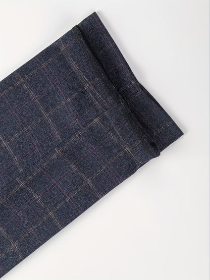 Men's 3pcs Gingham Suit Set, Casual Lapel Collar, Regular Fit, Long Sleeve, Non-Stretch Woven Viscose 26%, Polyester 74%, All Seasons, Includes Vest, Shirt, Pants - 290gsm Fabric Weight