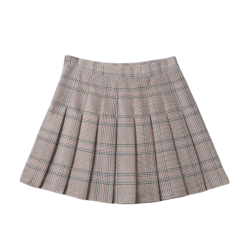 Preppy Aesthetic Plaid Pleated A-Line Mini Skirt