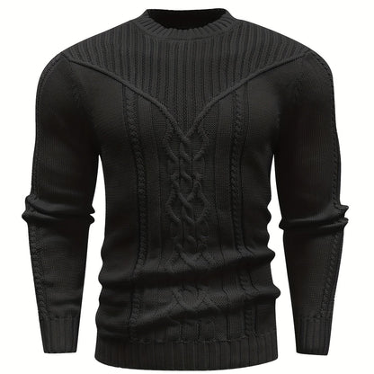 Men's Mature Casual Crew Neck Vintage Floral Knit Pullover
