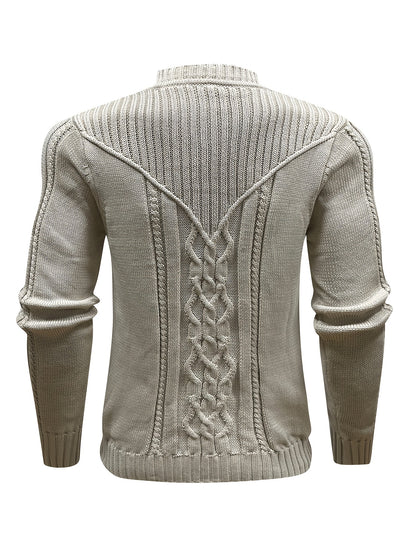Men's Mature Casual Crew Neck Vintage Floral Knit Pullover
