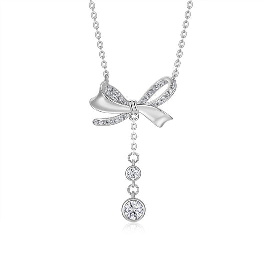 Set With Top-quality Moissanite, This Luxurious And Fashionable Light Luxury Trend Jewelry Necklace Pendant Is Made Of S925 Silver Electroplated With Platinum
