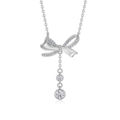 Set With Top-quality Moissanite, This Luxurious And Fashionable Light Luxury Trend Jewelry Necklace Pendant Is Made Of S925 Silver Electroplated With Platinum