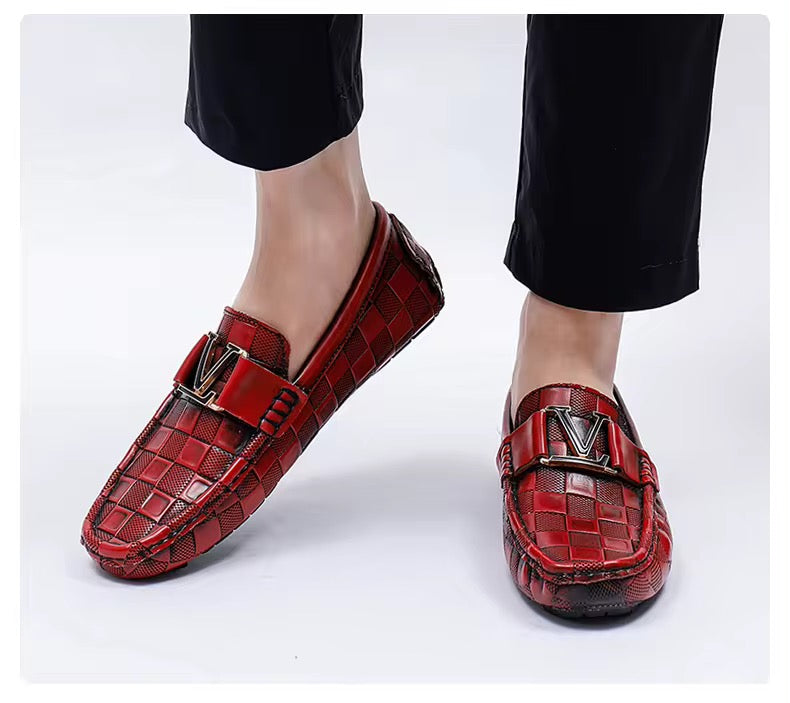 Checkered Crocodile Loafers