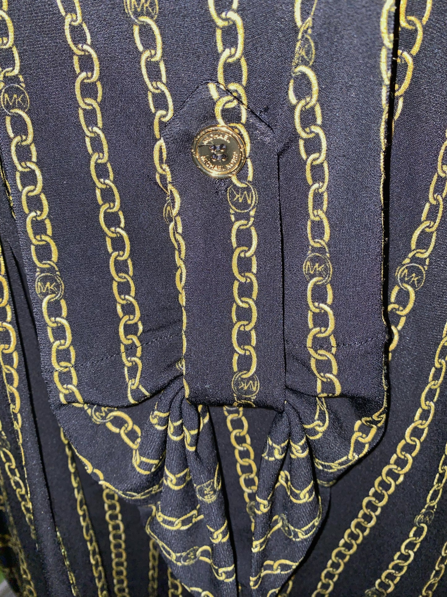 Michael Kors Black & Gold Long Sleeve Chain Design Shirt