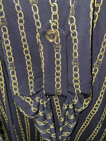 Michael Kors Black & Gold Long Sleeve Chain Design Shirt
